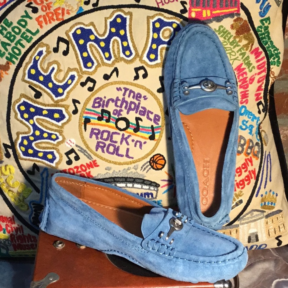 Coach blue suede drivers